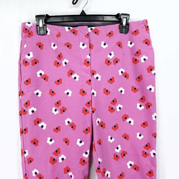 Boden Pants Womens 8P Pink Floral Ankle Preppy Casual Stretch Trousers - Picture 12 of 14